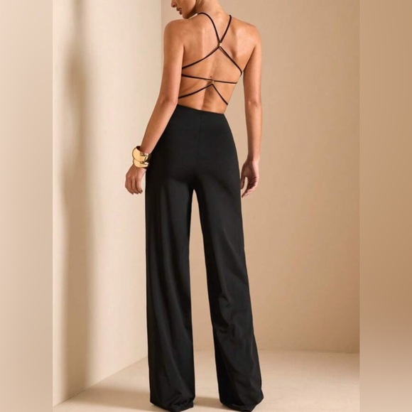 NEW Open Back Black Jumpsuit - Picture 1 of 4